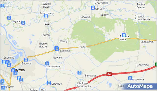 mapa Piaski gmina Radymno, Piaski gmina Radymno na mapie Targeo