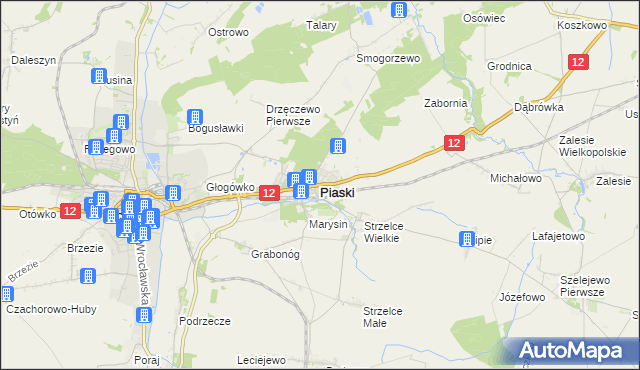 mapa Piaski powiat gostyński, Piaski powiat gostyński na mapie Targeo