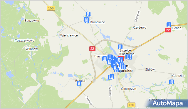 mapa Piastowo gmina Strzelce Krajeńskie, Piastowo gmina Strzelce Krajeńskie na mapie Targeo