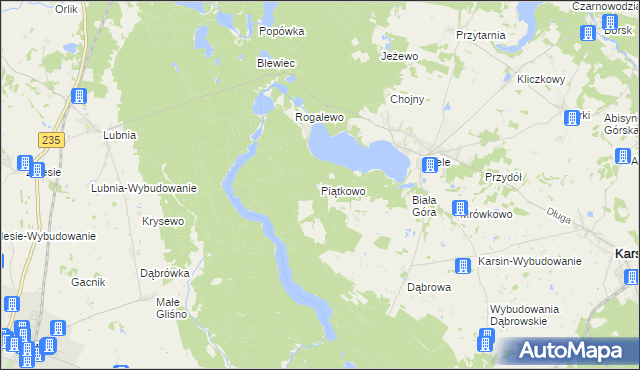 mapa Piątkowo gmina Karsin, Piątkowo gmina Karsin na mapie Targeo