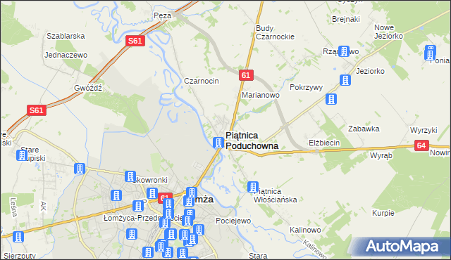 mapa Piątnica Poduchowna, Piątnica Poduchowna na mapie Targeo