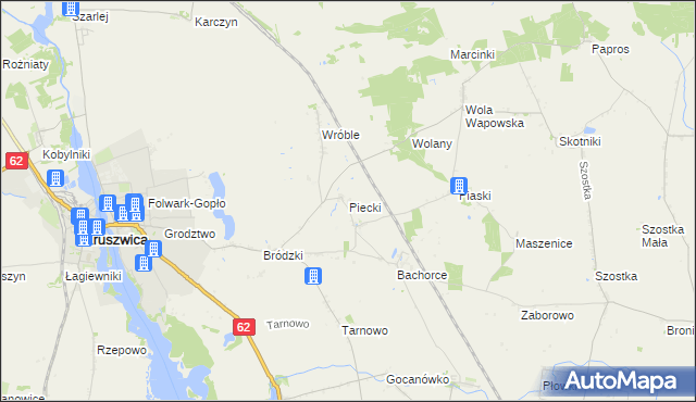 mapa Piecki gmina Kruszwica, Piecki gmina Kruszwica na mapie Targeo