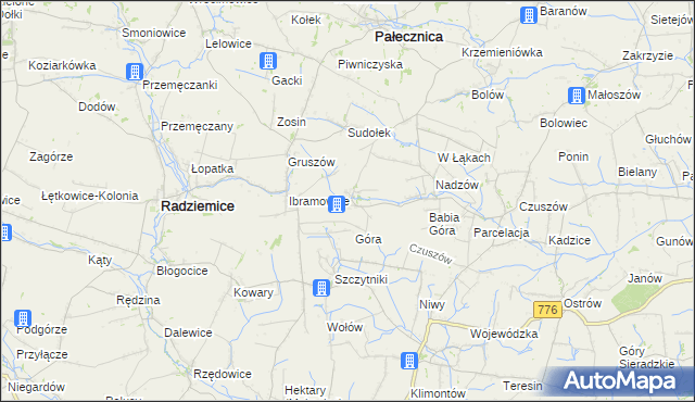 mapa Pieczonogi gmina Pałecznica, Pieczonogi gmina Pałecznica na mapie Targeo