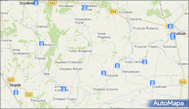 mapa Piegłowo-Kolonia, Piegłowo-Kolonia na mapie Targeo