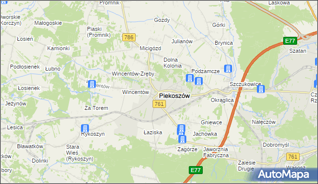 mapa Piekoszów, Piekoszów na mapie Targeo