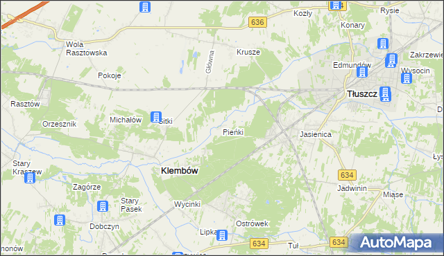 mapa Pieńki gmina Klembów, Pieńki gmina Klembów na mapie Targeo