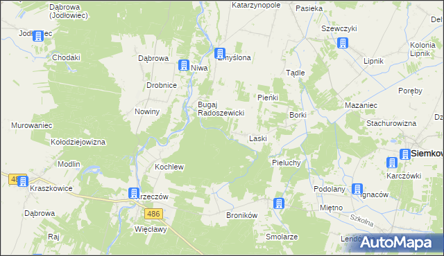 mapa Pieńki Laskowskie, Pieńki Laskowskie na mapie Targeo