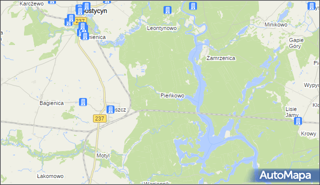 mapa Pieńkowo gmina Gostycyn, Pieńkowo gmina Gostycyn na mapie Targeo