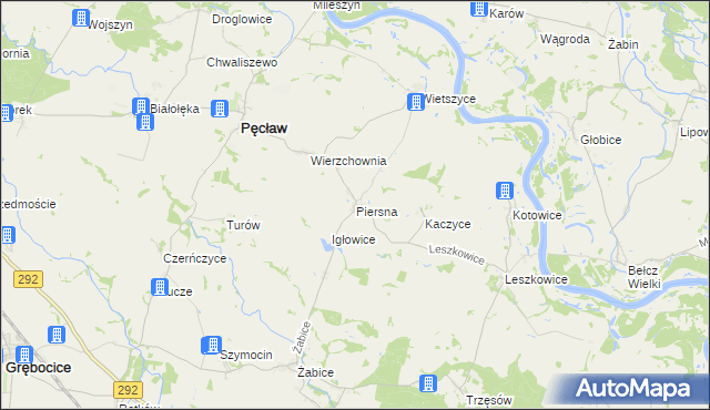 mapa Piersna, Piersna na mapie Targeo