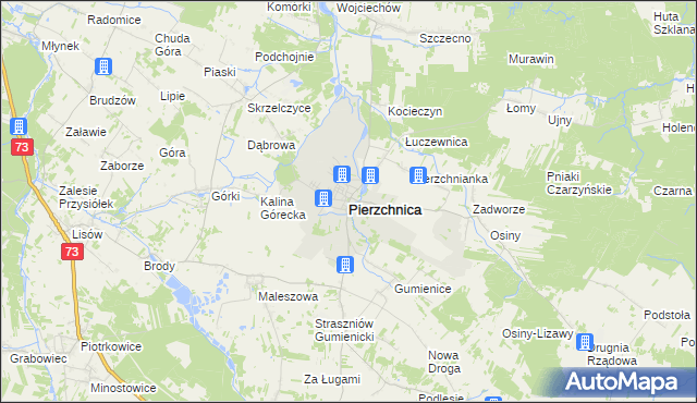 mapa Pierzchnica powiat kielecki, Pierzchnica powiat kielecki na mapie Targeo