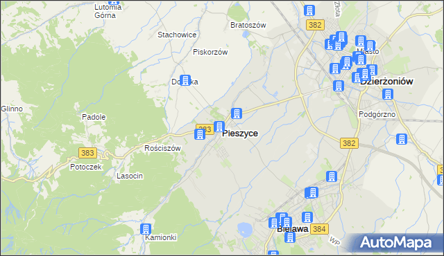 mapa Pieszyce, Pieszyce na mapie Targeo