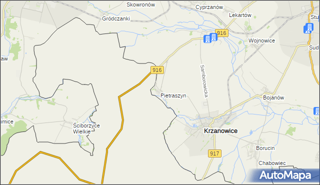 mapa Pietraszyn, Pietraszyn na mapie Targeo