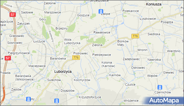 mapa Pietrzejowice, Pietrzejowice na mapie Targeo