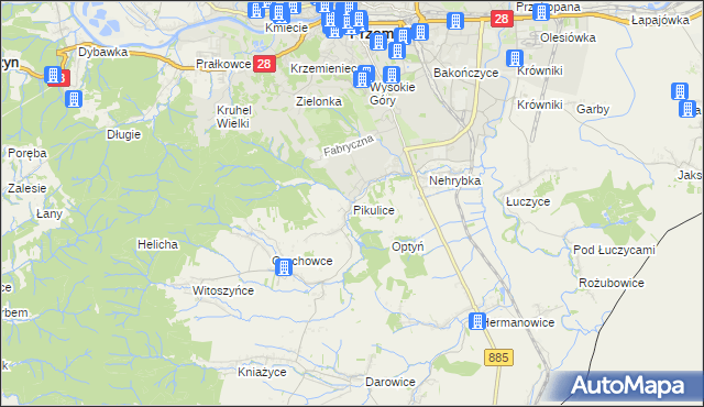 mapa Pikulice, Pikulice na mapie Targeo