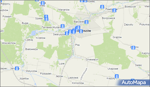 mapa Piła gmina Sędziszów, Piła gmina Sędziszów na mapie Targeo