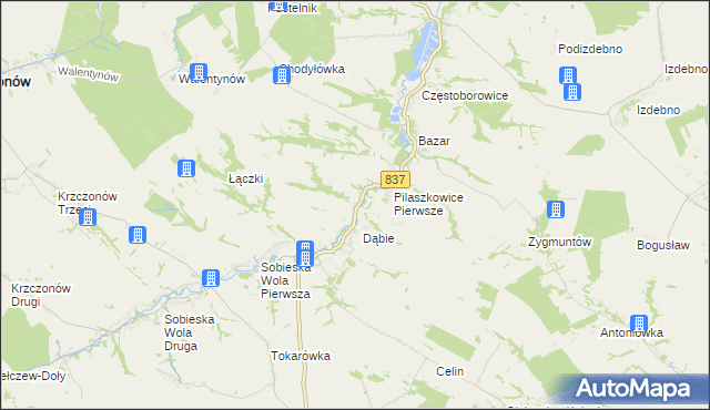 mapa Pilaszkowice Drugie, Pilaszkowice Drugie na mapie Targeo