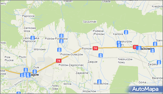 mapa Piórków, Piórków na mapie Targeo