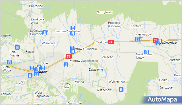 mapa Piórków-Kolonia, Piórków-Kolonia na mapie Targeo