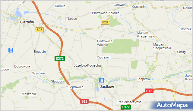 mapa Piotrawin gmina Jastków, Piotrawin gmina Jastków na mapie Targeo