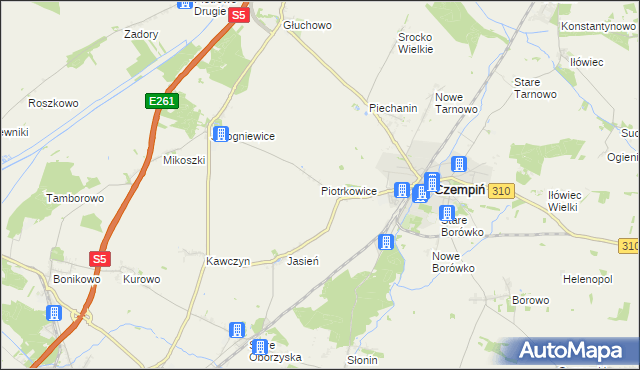 mapa Piotrkowice gmina Czempiń, Piotrkowice gmina Czempiń na mapie Targeo
