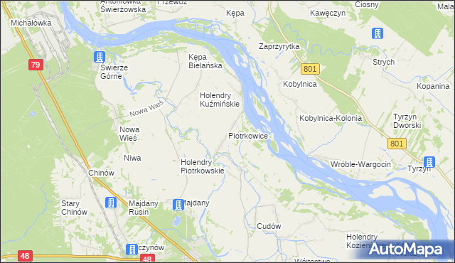 mapa Piotrkowice gmina Kozienice, Piotrkowice gmina Kozienice na mapie Targeo