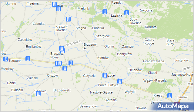 mapa Piotrów gmina Iłów, Piotrów gmina Iłów na mapie Targeo