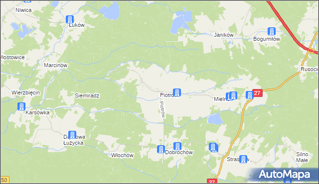 mapa Piotrów gmina Przewóz, Piotrów gmina Przewóz na mapie Targeo