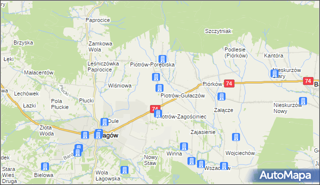 mapa Piotrów-Gułaczów, Piotrów-Gułaczów na mapie Targeo