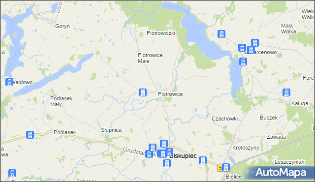 mapa Piotrowice gmina Biskupiec, Piotrowice gmina Biskupiec na mapie Targeo