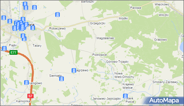 mapa Piotrowice gmina Nidzica, Piotrowice gmina Nidzica na mapie Targeo