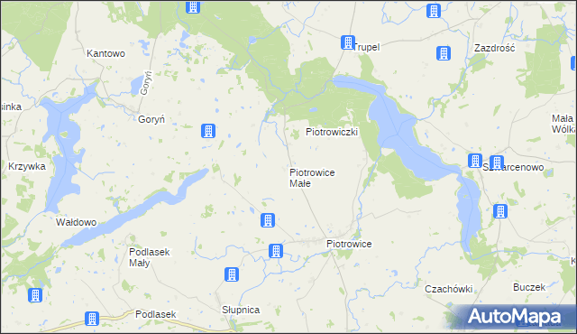 mapa Piotrowice Małe gmina Biskupiec, Piotrowice Małe gmina Biskupiec na mapie Targeo