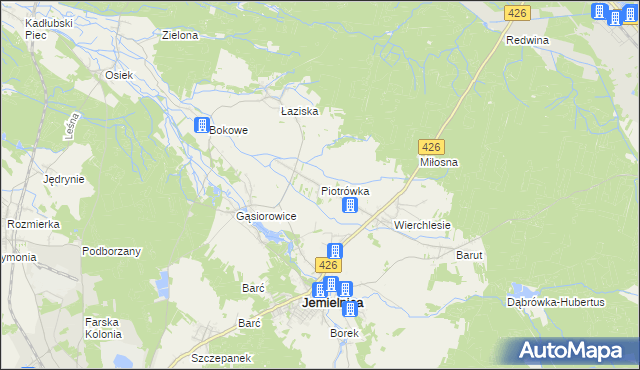 mapa Piotrówka gmina Jemielnica, Piotrówka gmina Jemielnica na mapie Targeo