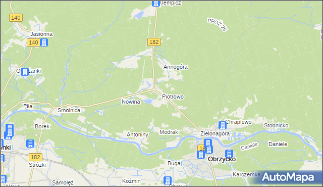 mapa Piotrowo gmina Obrzycko, Piotrowo gmina Obrzycko na mapie Targeo
