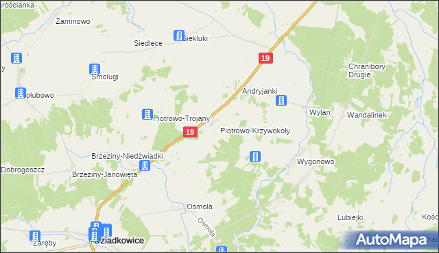 mapa Piotrowo-Krzywokoły, Piotrowo-Krzywokoły na mapie Targeo