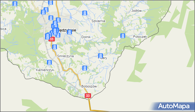 mapa Pisary gmina Międzylesie, Pisary gmina Międzylesie na mapie Targeo