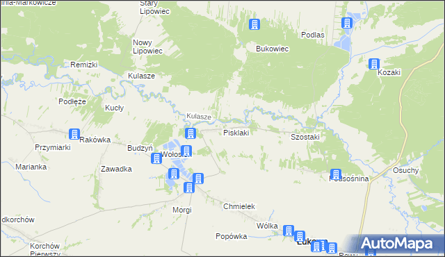 mapa Pisklaki, Pisklaki na mapie Targeo