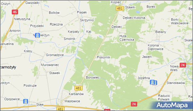 mapa Piskornik, Piskornik na mapie Targeo