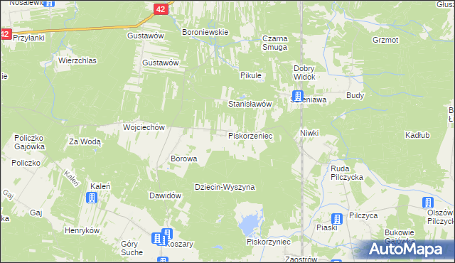 mapa Piskorzeniec, Piskorzeniec na mapie Targeo