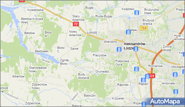 mapa Placydów, Placydów na mapie Targeo