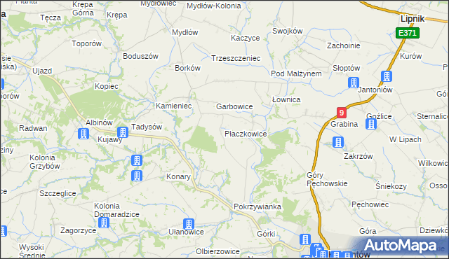 mapa Płaczkowice, Płaczkowice na mapie Targeo