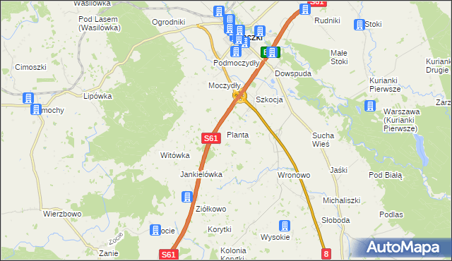 mapa Planta gmina Raczki, Planta gmina Raczki na mapie Targeo