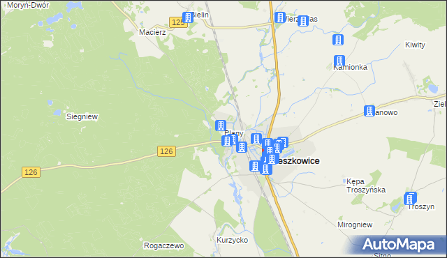 mapa Plany gmina Mieszkowice, Plany gmina Mieszkowice na mapie Targeo