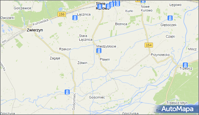 mapa Pławin gmina Stare Kurowo, Pławin gmina Stare Kurowo na mapie Targeo