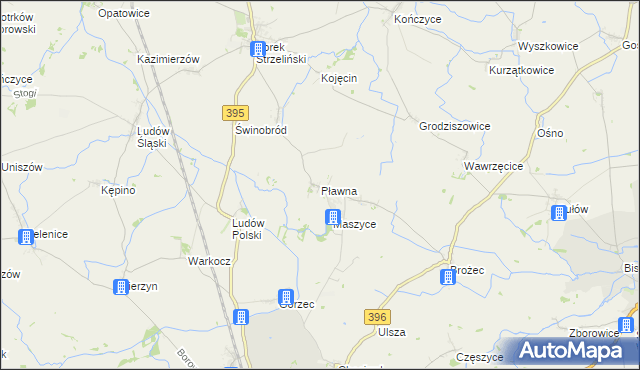 mapa Pławna gmina Strzelin, Pławna gmina Strzelin na mapie Targeo