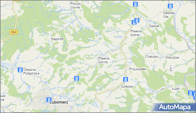 mapa Pławna Górna, Pławna Górna na mapie Targeo