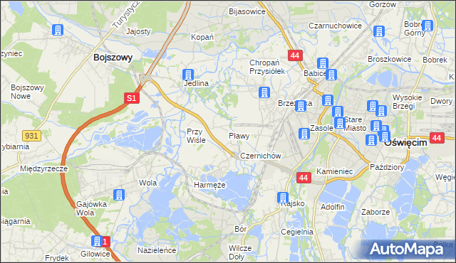 mapa Pławy, Pławy na mapie Targeo