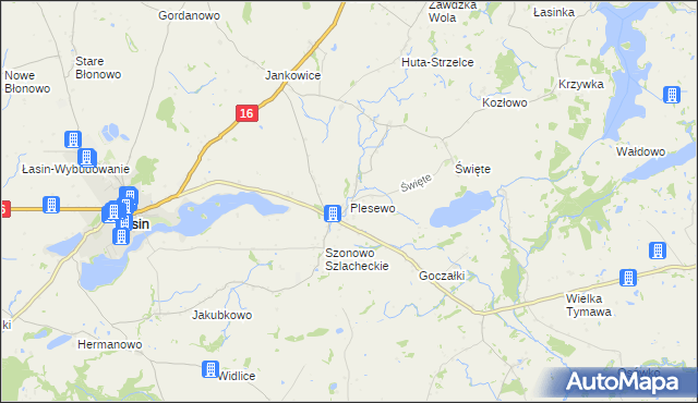 mapa Plesewo, Plesewo na mapie Targeo