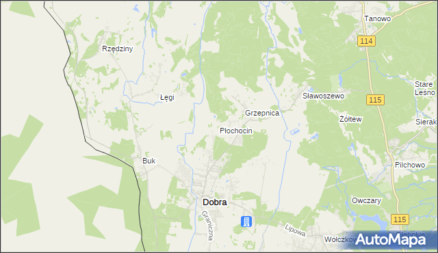 mapa Płochocin gmina Dobra (Szczecińska), Płochocin gmina Dobra (Szczecińska) na mapie Targeo