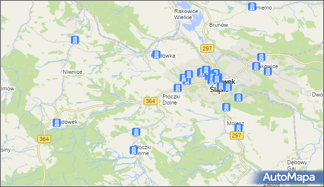 mapa Płóczki Dolne, Płóczki Dolne na mapie Targeo