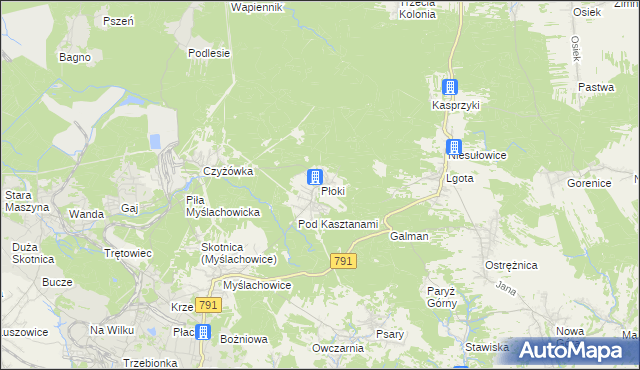 mapa Płoki gmina Trzebinia, Płoki gmina Trzebinia na mapie Targeo